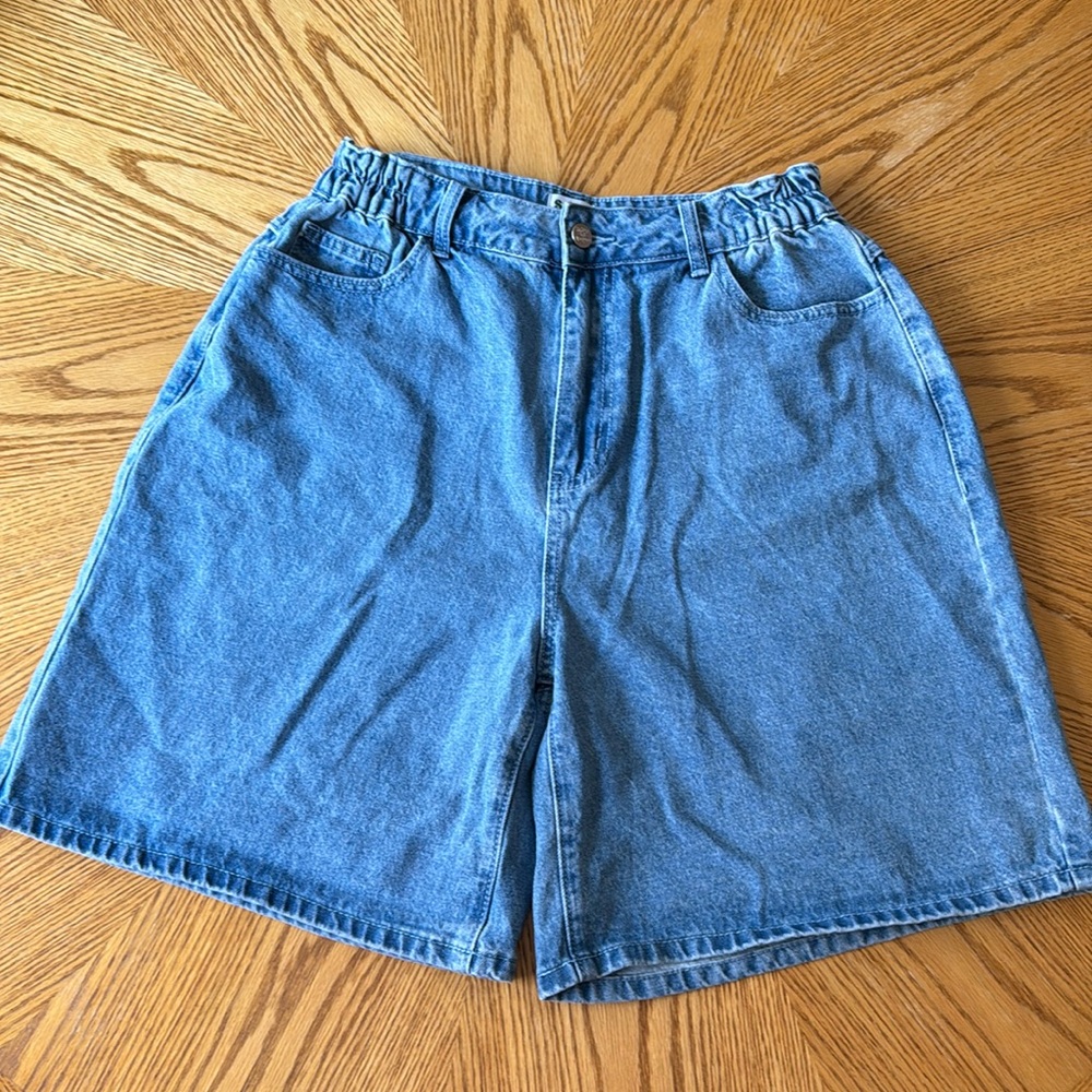 Shiny By Nature denim shorts, 7”